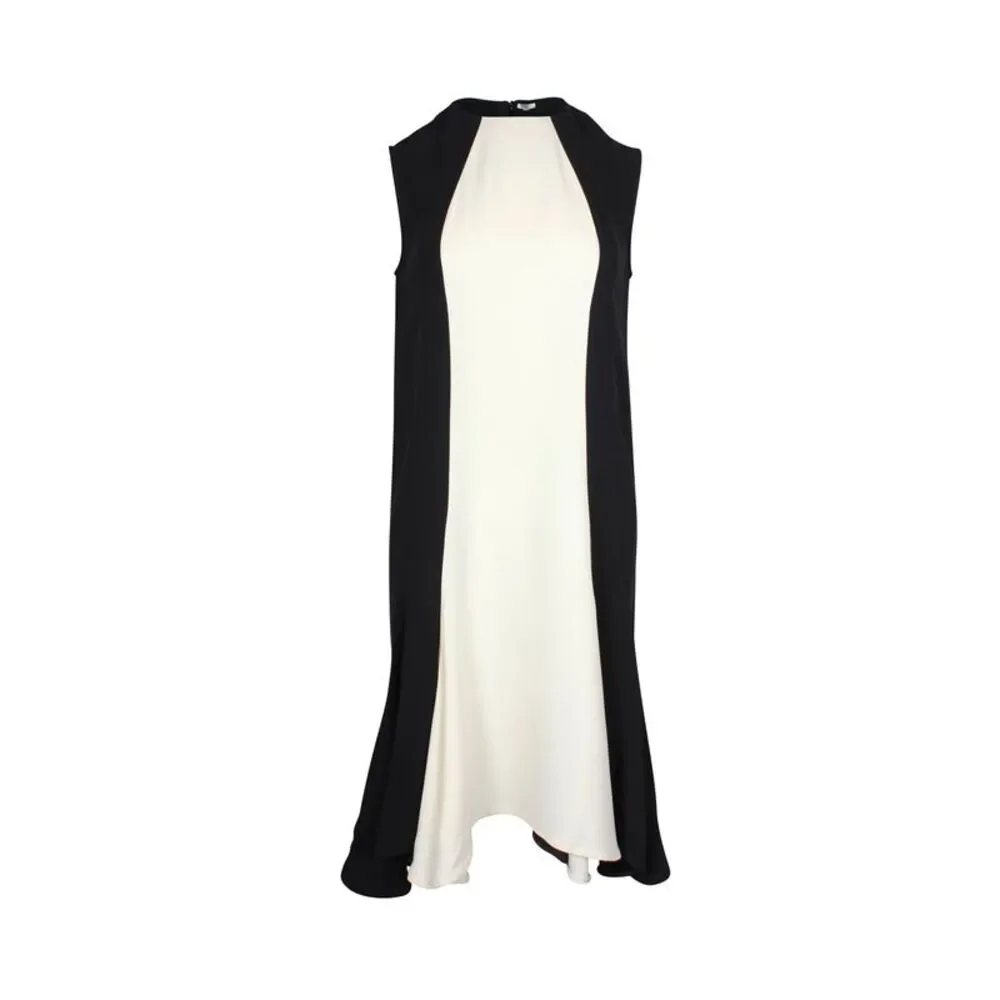 Stella McCartney Flared Sleeveless Dress in Black and White Viscose